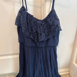 Blue lace mini dress